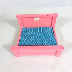 Battat Furniture pink heart tiny  toy plastic bed
